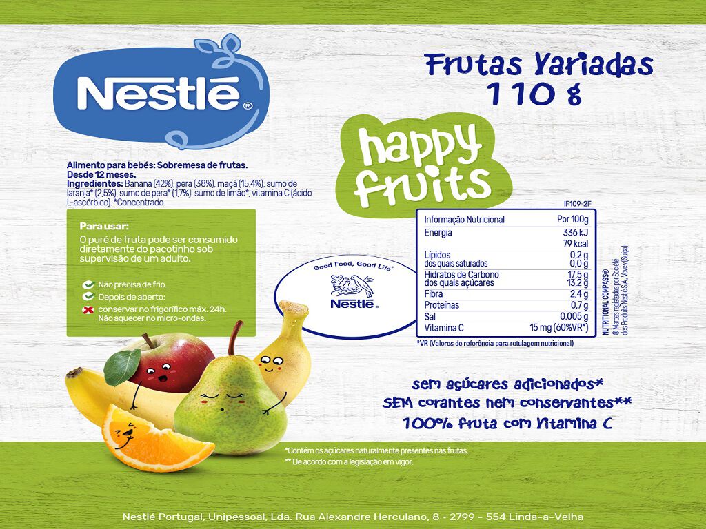 SAQUETA FRUTA NESTL&Eacute; HAPPY FRUITS FRUTAS VARIADAS 110G image number 1