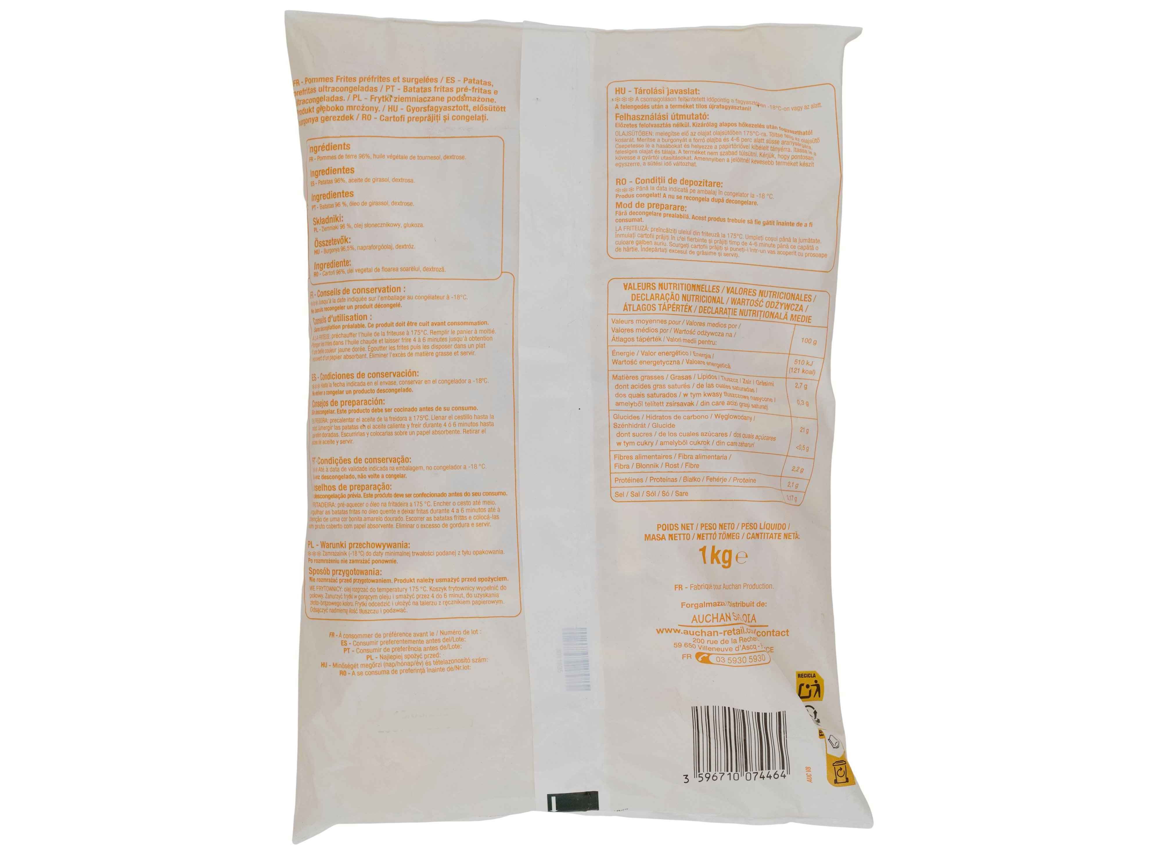 BATATAS POLEGAR PR&Eacute; FRITAS 1KG image number 1