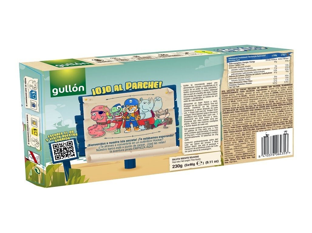 BOLACHA SANDWICH GULLON HOOKIES SEM GL&Uacute;TEN 230 G 5 SAQ image number 1