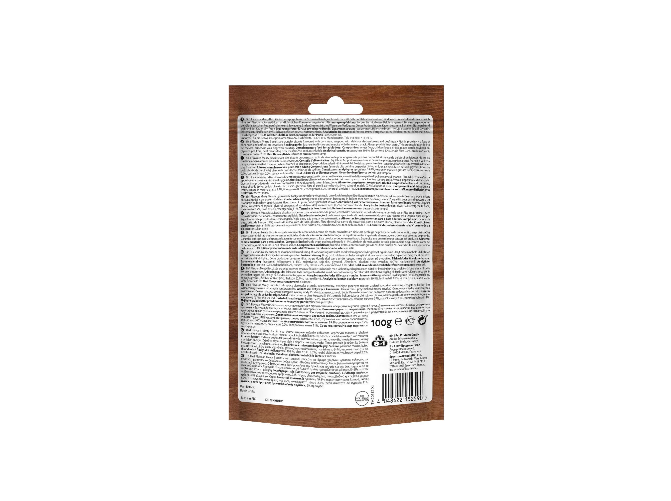 SNACKS C&Atilde;O 8IN1 MEATY BISCUITS 100G image number 1