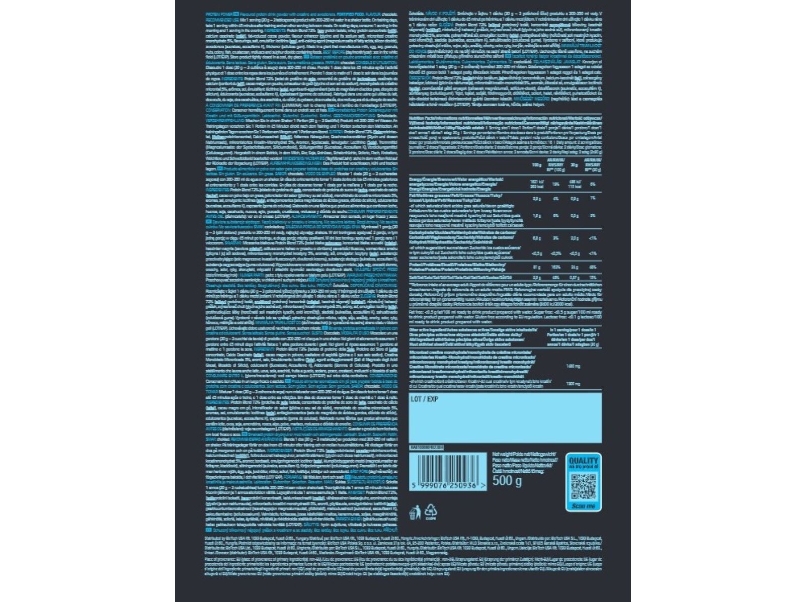PROTEINA WHEY POWER BIOTECH USA CHOCOLATE 500G image number 1