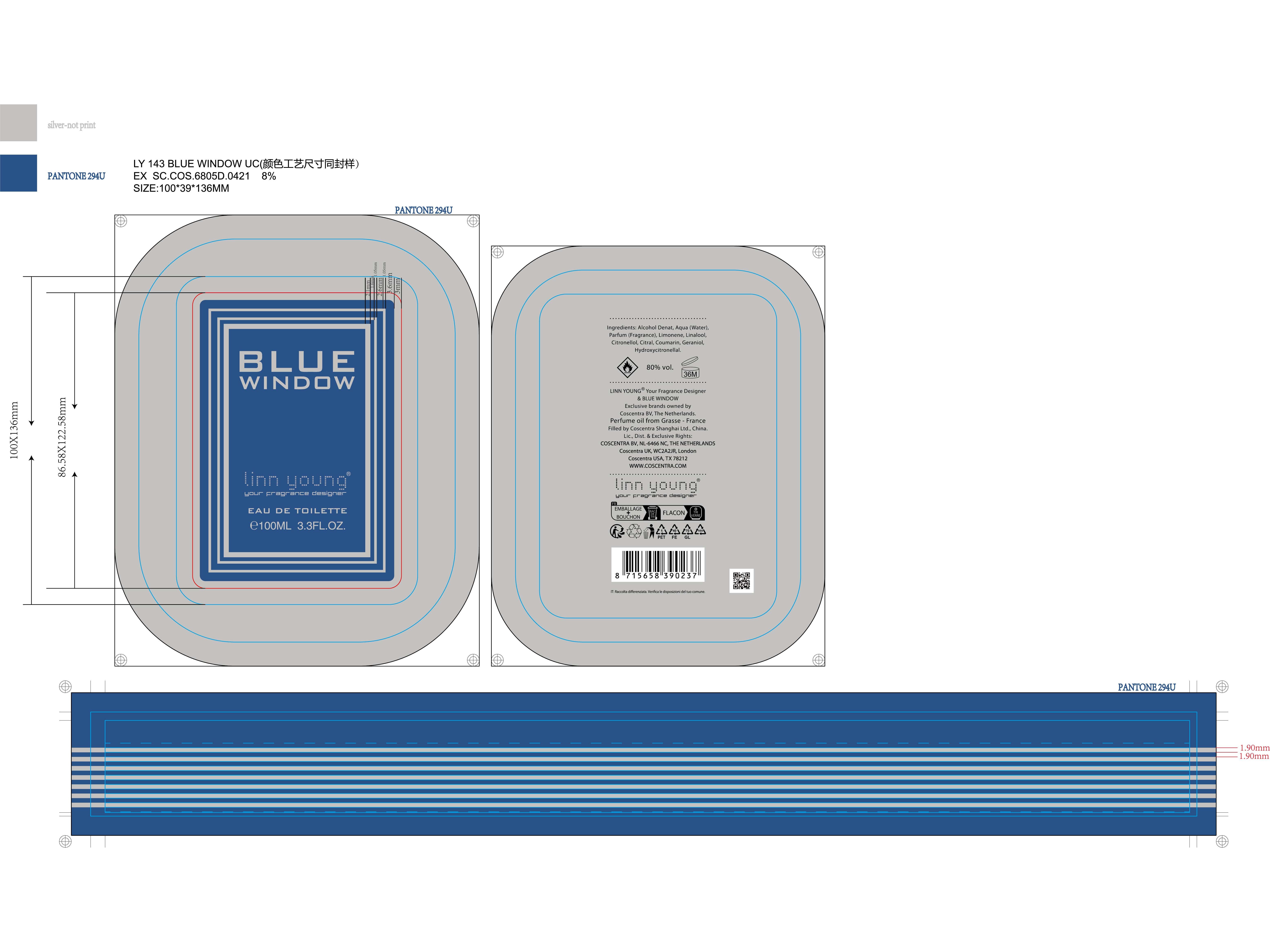 EAU DE TOILETTE LINN YOUNG BLUE WINDOWS 100 ML image number 1