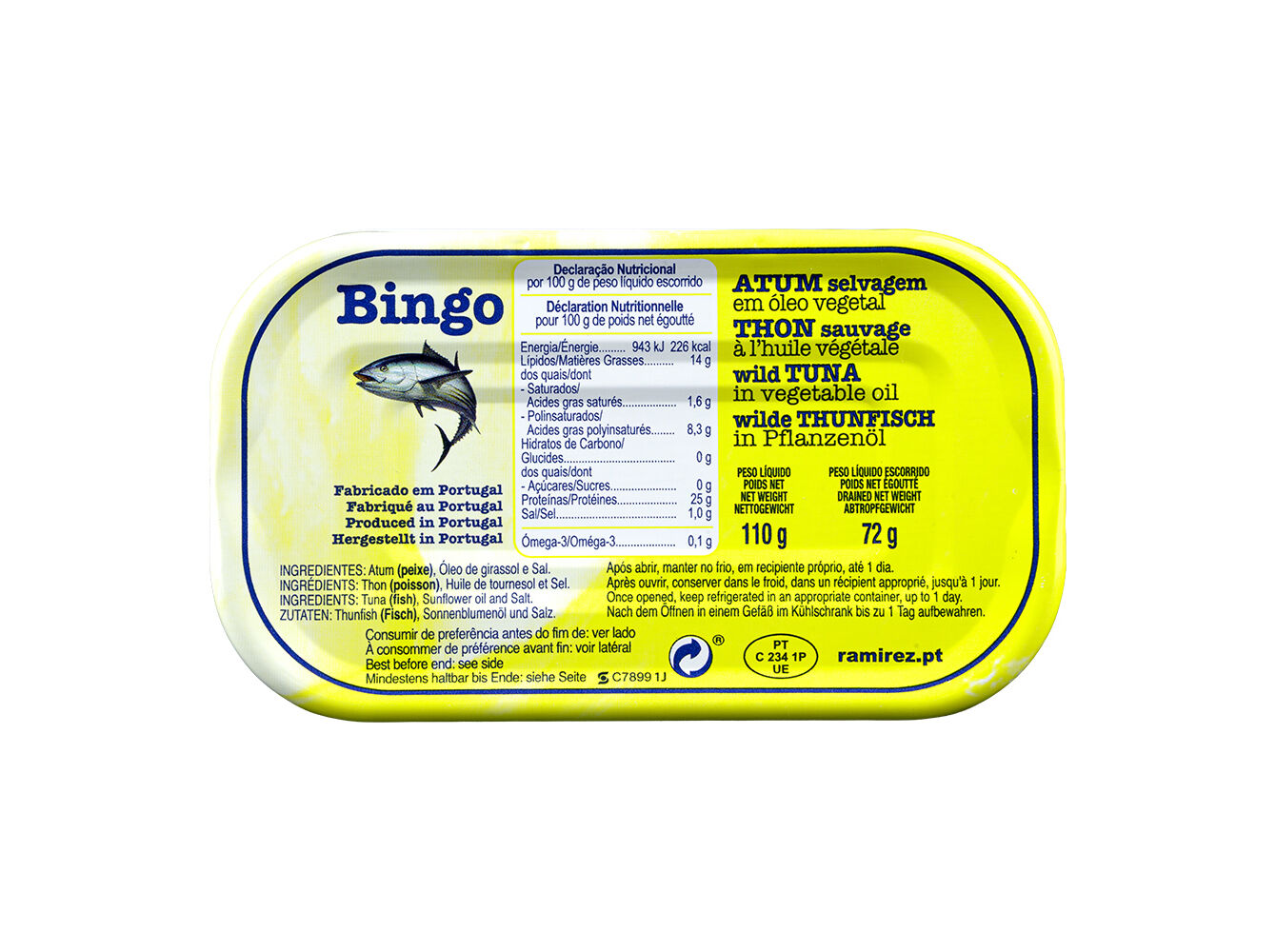 ATUM BINGO EM &Oacute;LEO VEGETAL 110(72)G image number 1