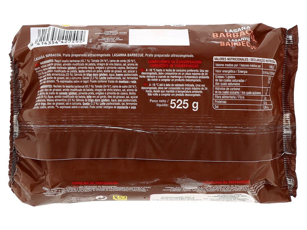 LASANHA BARBECUE AUCHAN ULTRACONGELADA 525G image number 1