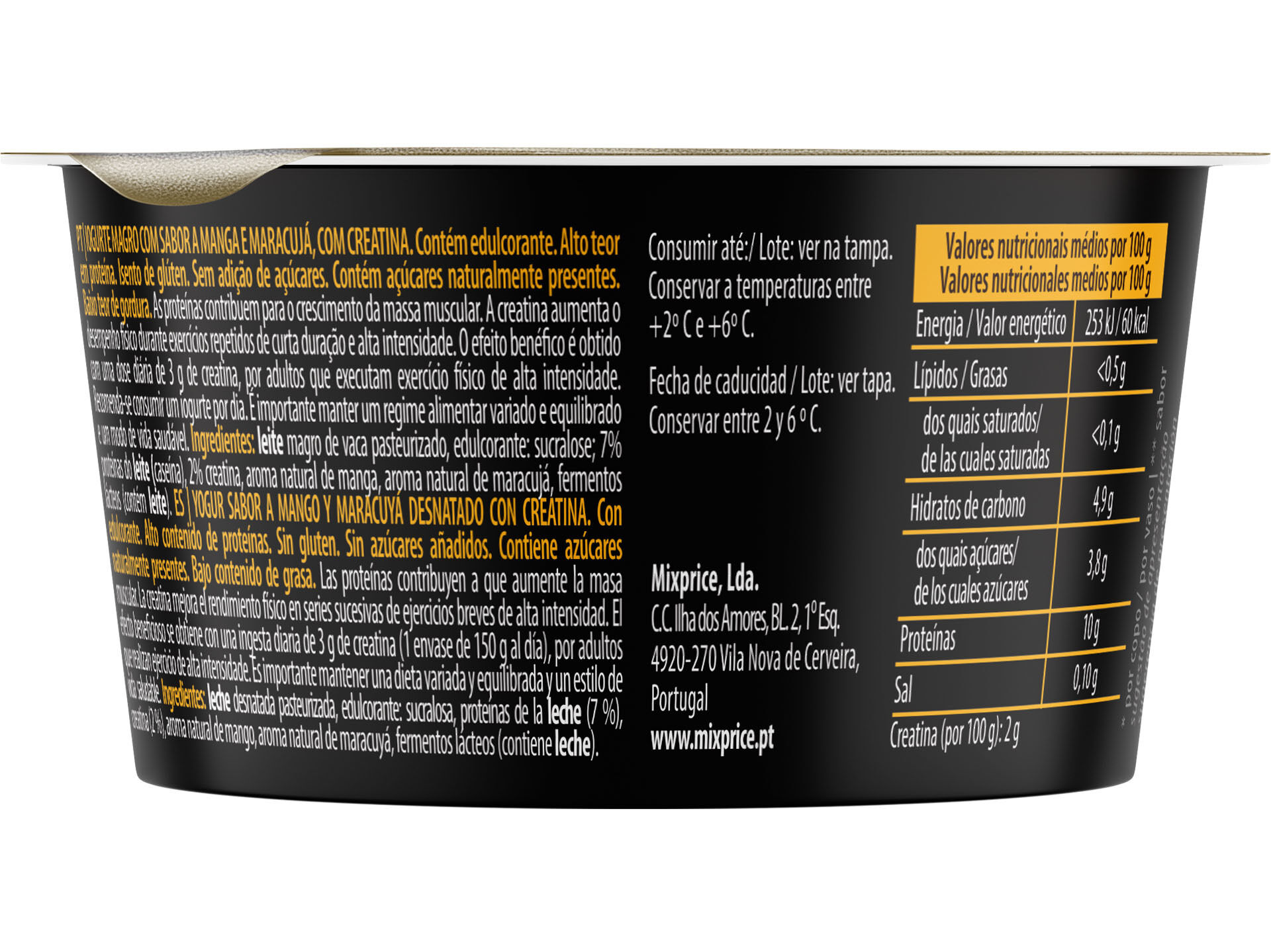 IOGURTE PROTE&Iacute;NA PREMYER MANGA MARACUJ&Aacute; COM CREATINA150G image number 1