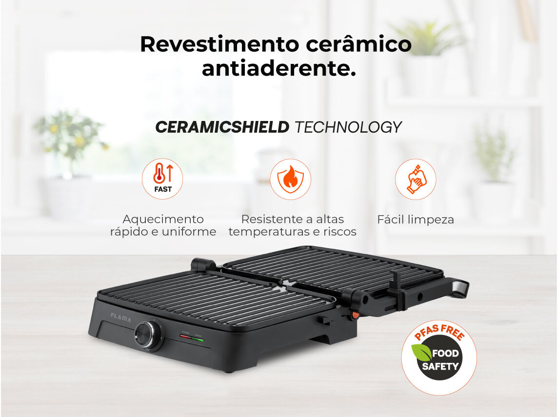 GRELHADOR DE PLACAS FLAMA 4522FL INOX 2000W image number 3