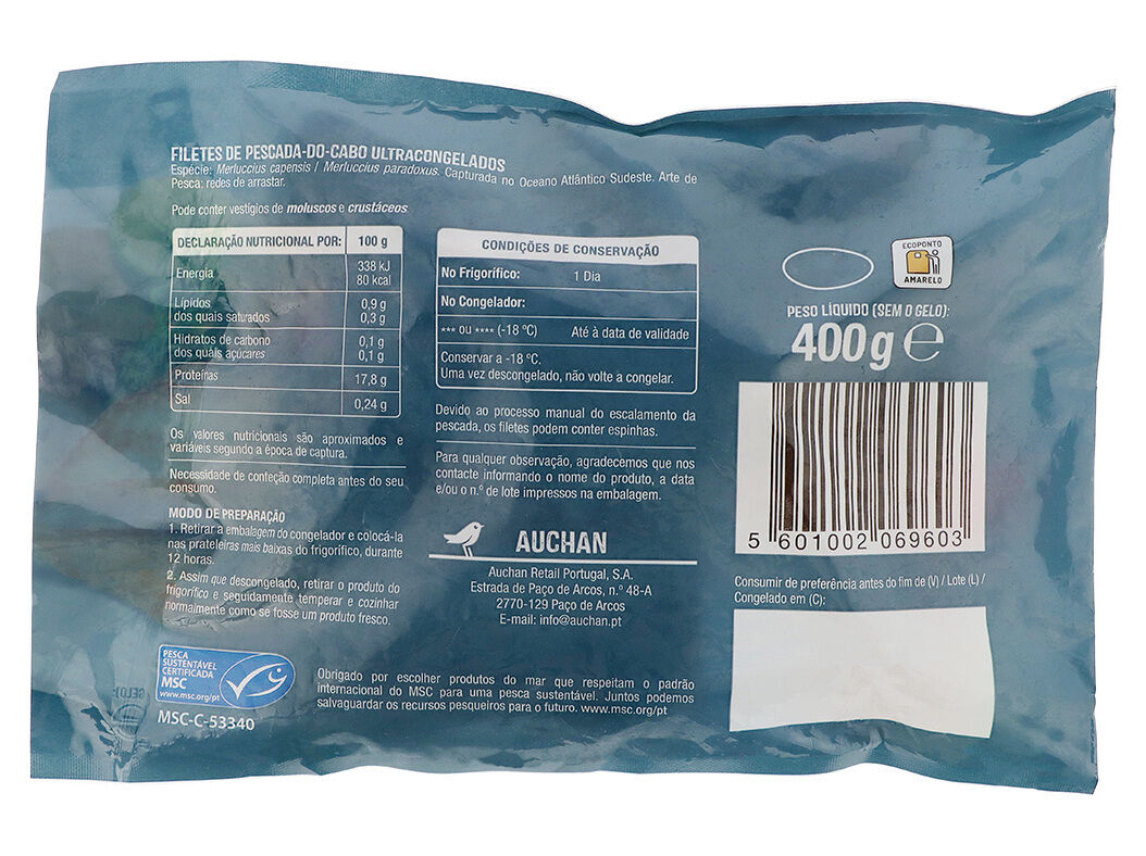 FILETES AUCHAN PESCADA DO CABO MSC 400G image number 1