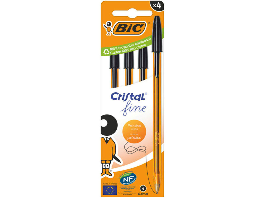ESFEROGR&Aacute;FICA CRISTAL FINE BIC PRETO 4 UNIDADES image number 0