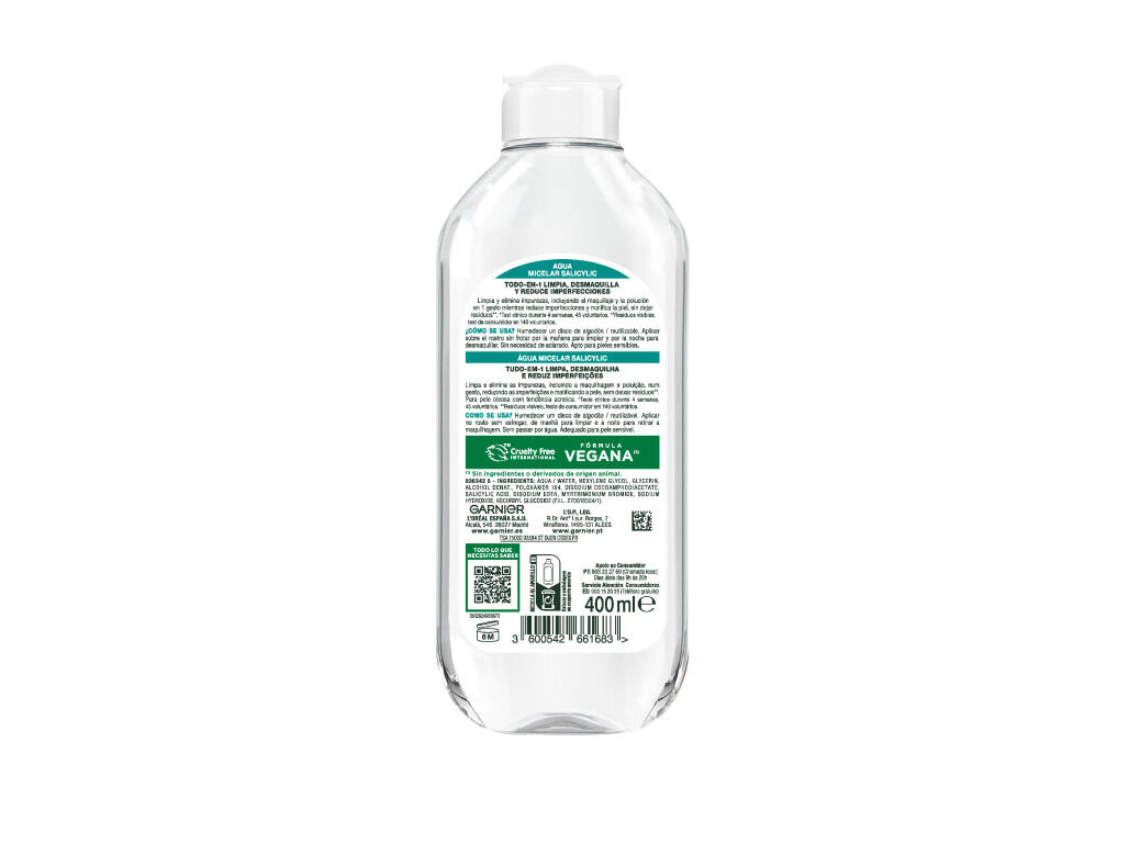 &Aacute;GUA MICELAR GARNIER PURE ACTIVE SALICYLIC 400ML image number 1
