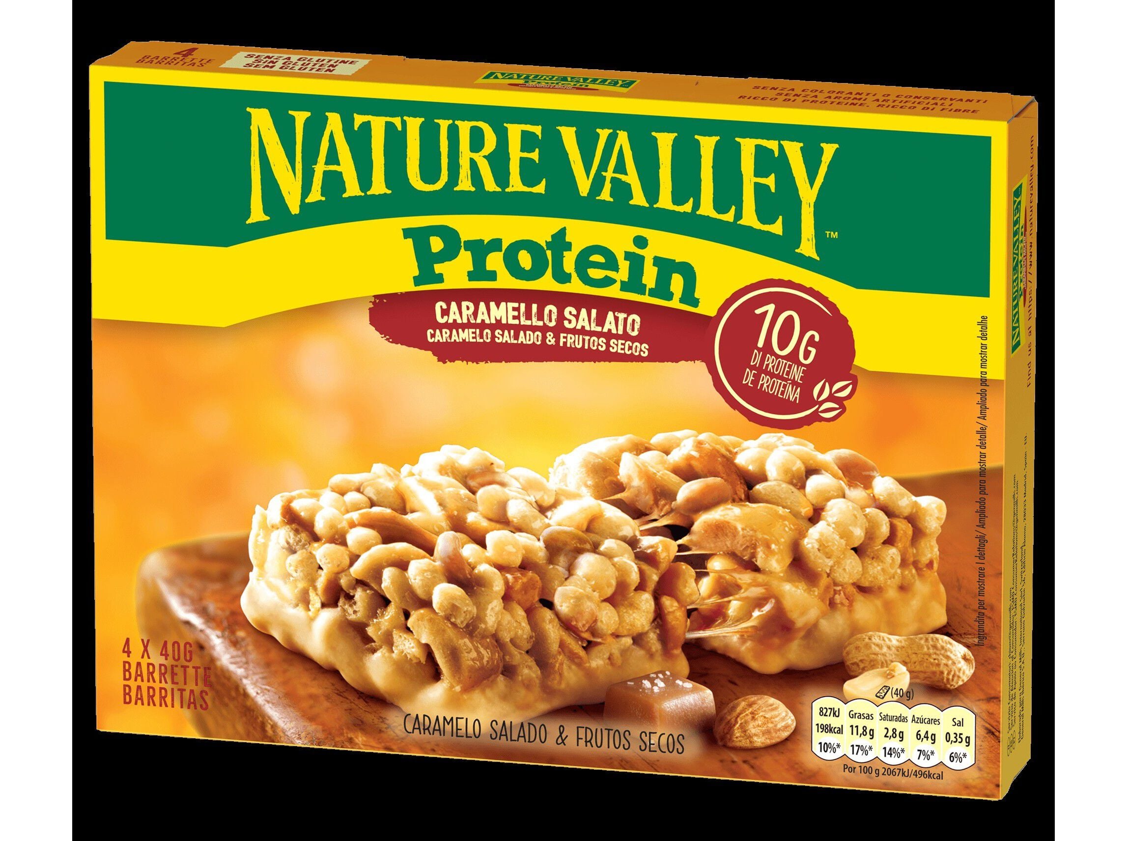 BARRAS CEREAIS NATURE VALLEY PROTE&Iacute;NA E CARAMELO (4X40G) 160G image number 1