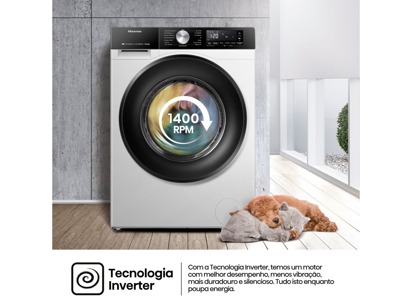 M&Aacute;QUINA LAVAR ROUPA HISENSE WF3S1043BW3 SERIE 3S - BRANCO A 10.5KG image number 15
