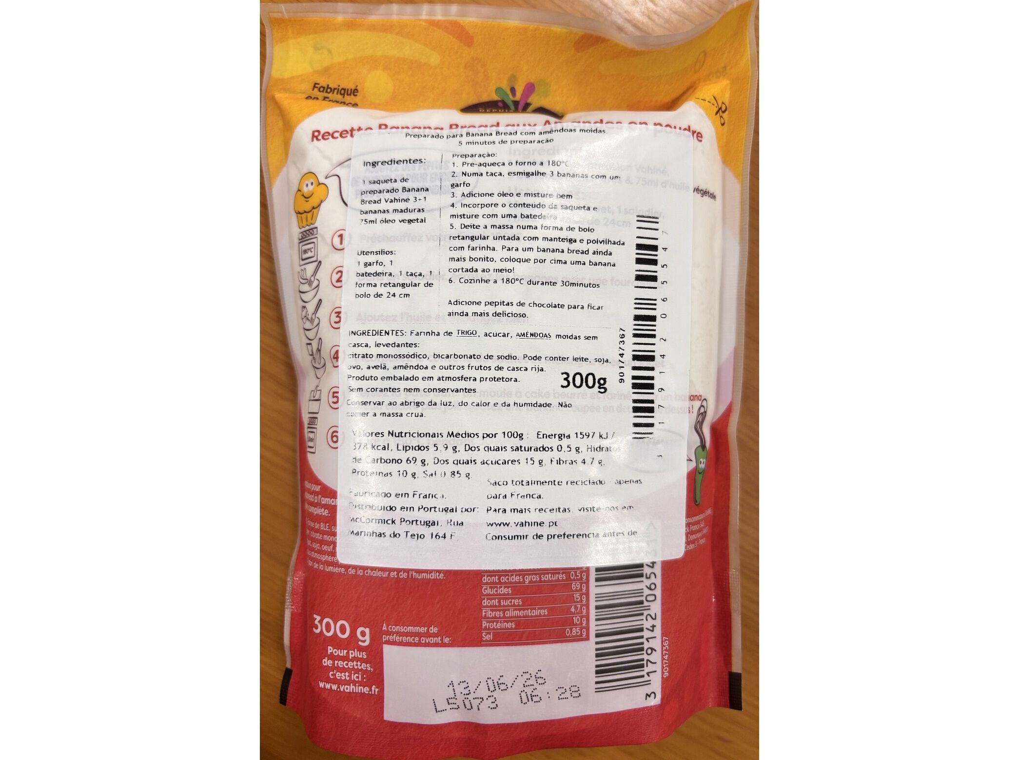 PREPARADO VAHIN&Atilde; BANANA BREAD 300G image number 1