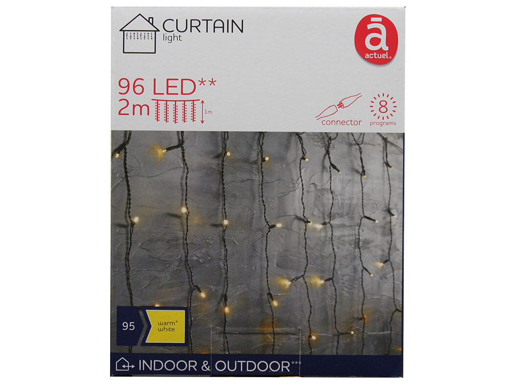 CORTINA LUZES AMARELAS ACTUEL EXTERIOR 96LED 8F image number 1