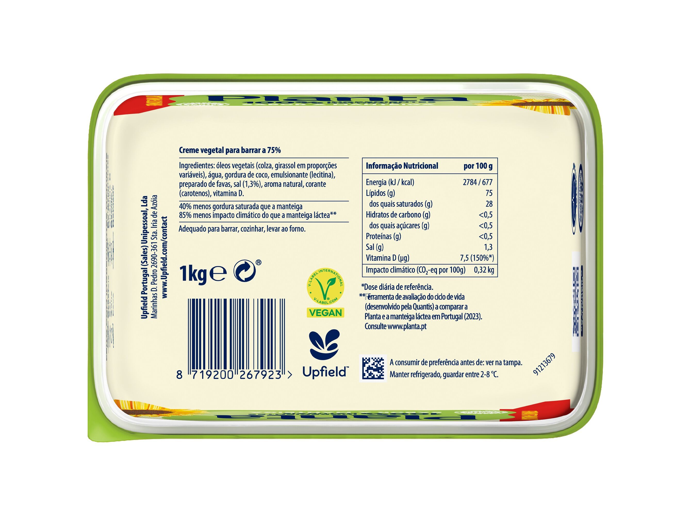 CREME VEGETAL PLANTA P/BARRAR SABOR A MANTEIGA 1KG image number 1