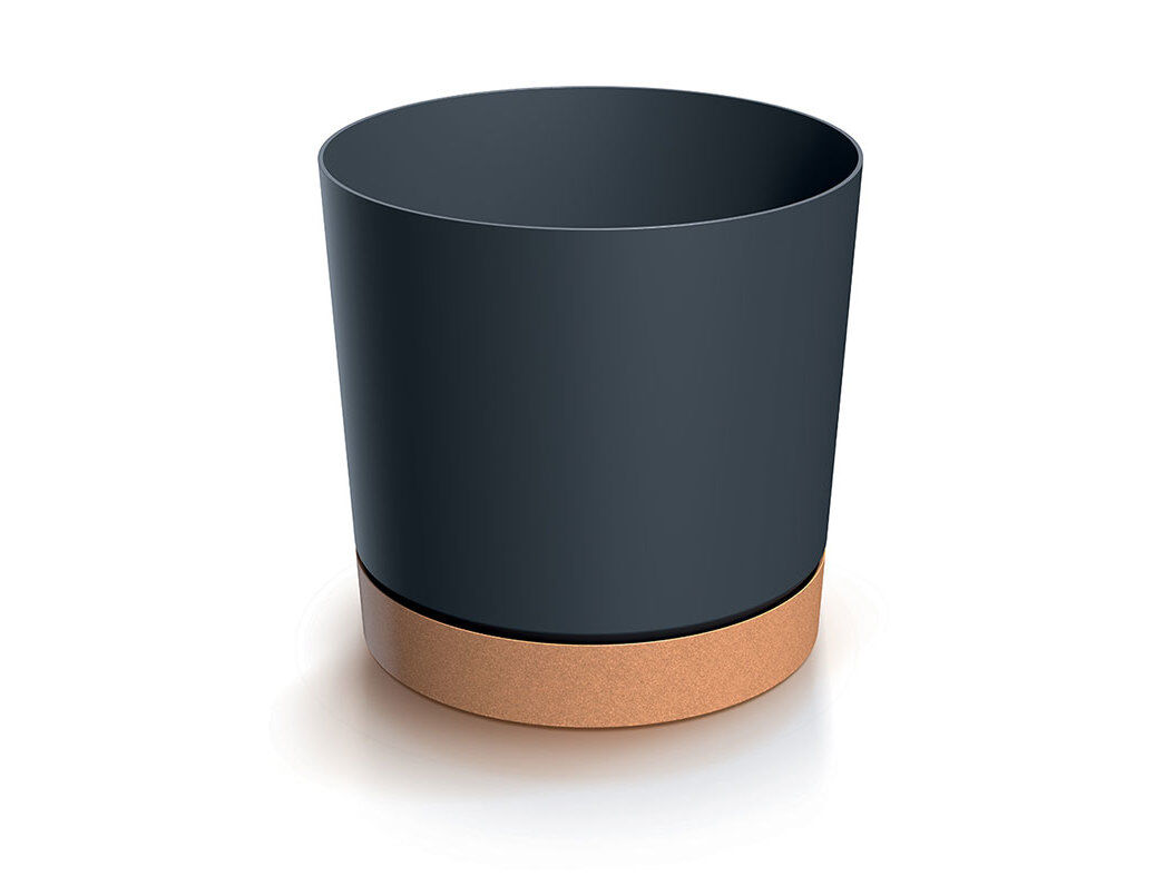 VASO COM PRATO GARDENSTAR PL&Aacute;STICO RECICLADO PRETO &Oslash;18CM image number 0