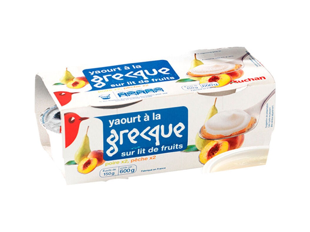 IOGURTE AUCHAN GREGO PERA E P&Ecirc;SSEGO 4X150G image number 0