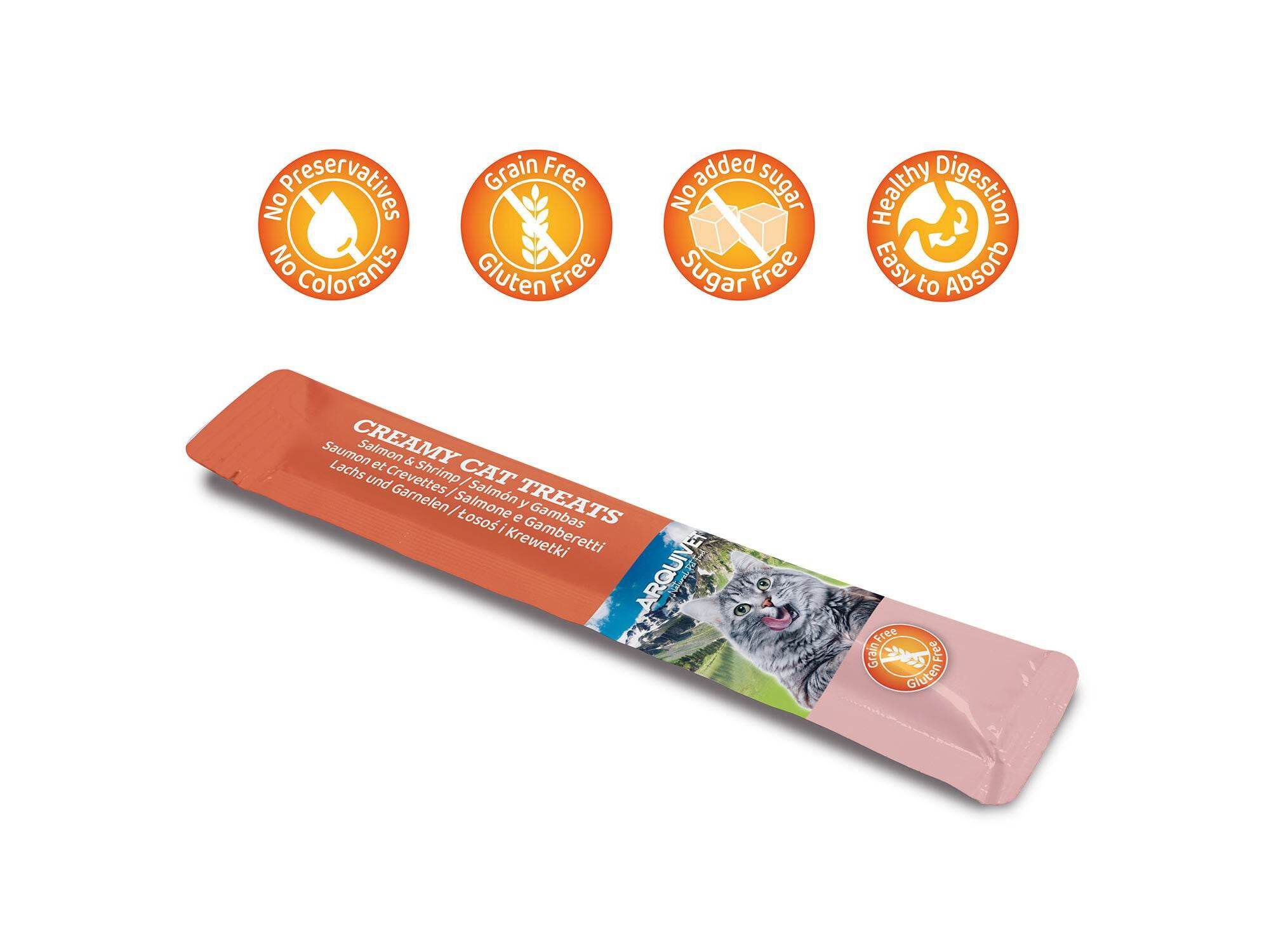 SNACK L&Iacute;QUIDO GATO ARQUIVET SALM&Atilde;O E CAMAR&Atilde;O 5X14G image number 1