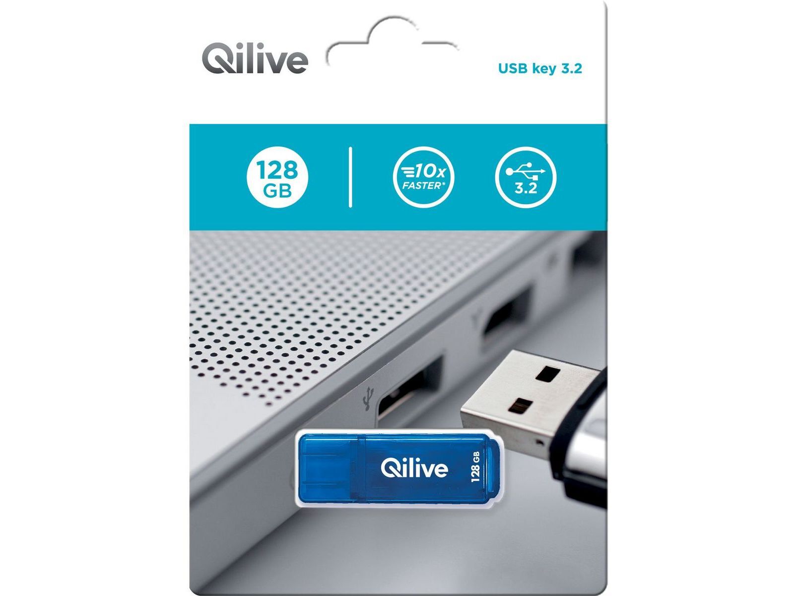 PEN USB QILIVE 128GB 3.0 AZUL