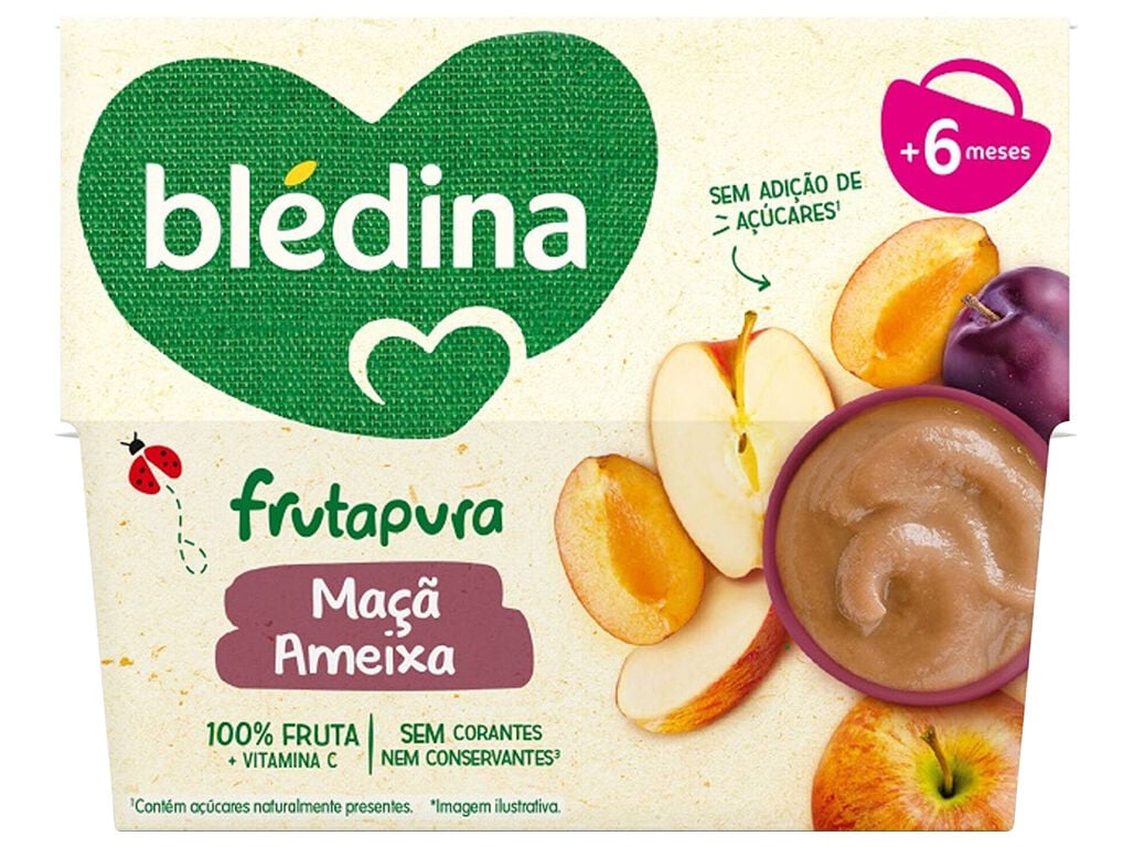 FRUTA BLEDINA 100% AMEIXA E MA&Ccedil;&Atilde; 4X95G image number 0