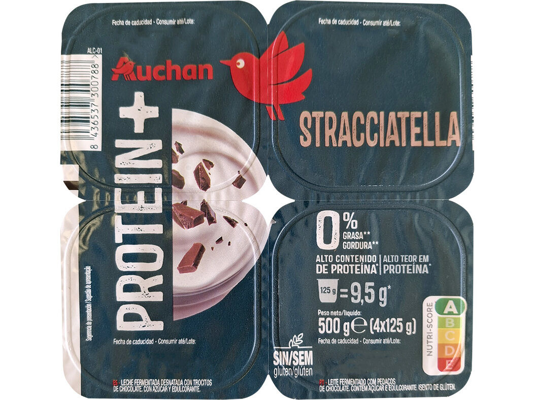 IOGURTE MAGRO PROTE&Iacute;NA AUCHAN STRACCIATELLA 4X125G