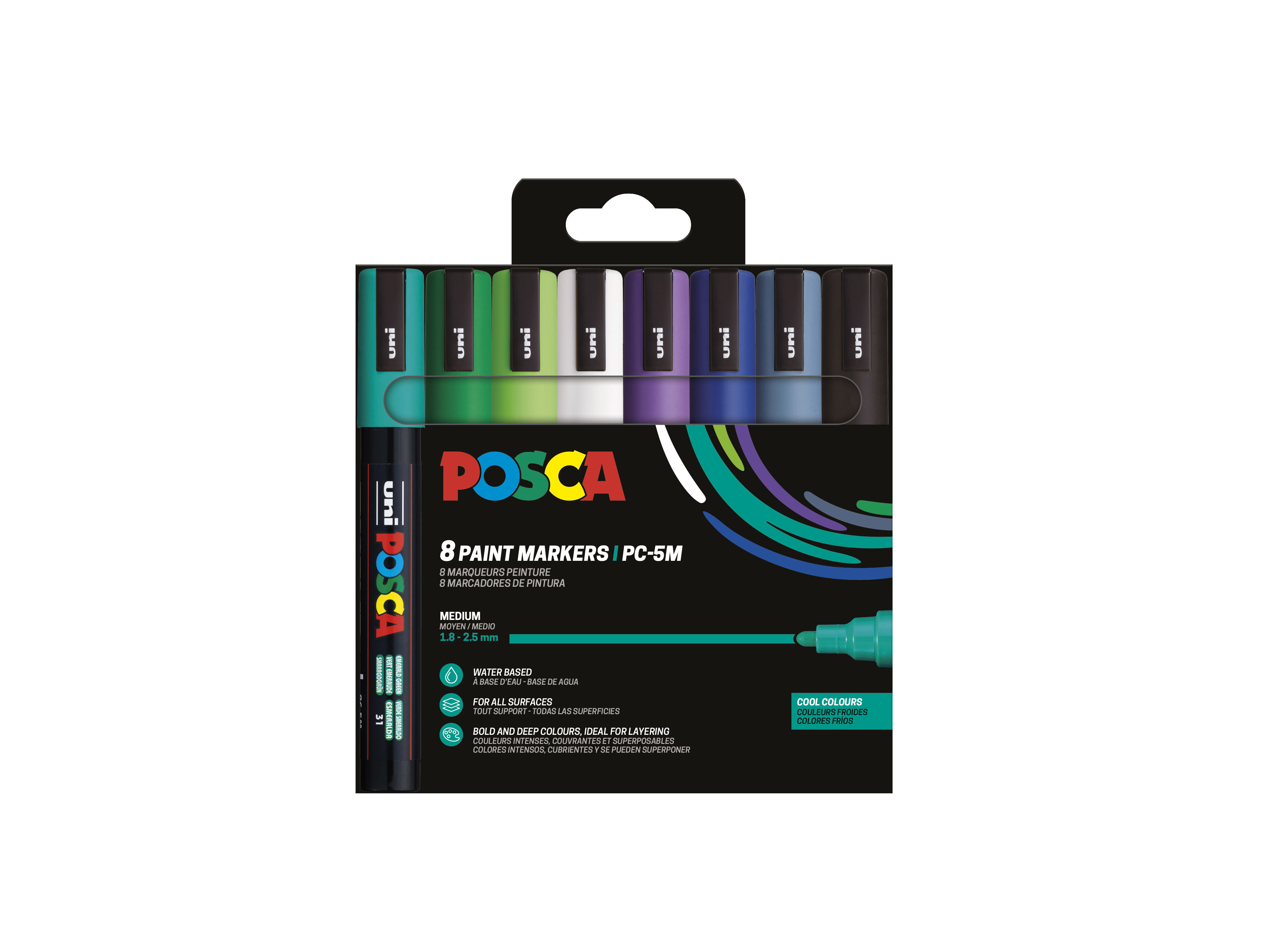 MARCADORES POSCA PC-5M COOL COLOURS 8 UNIDADES