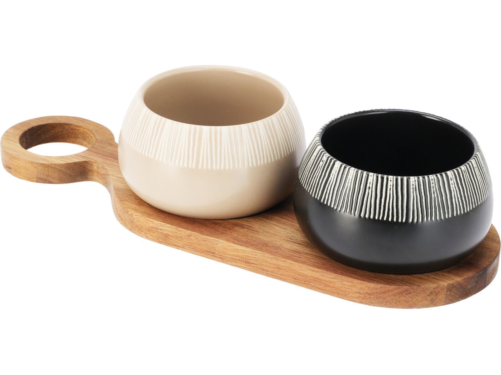 CONJUNTO DE 2 TA&Ccedil;AS SERVIR GR&Ecirc;S COM TABULEIRO MADEIRA image number 1