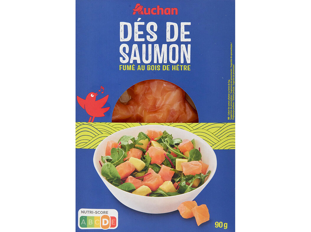 SALM&Atilde;O FUMADO AUCHAN CUBOS 90GR image number 0