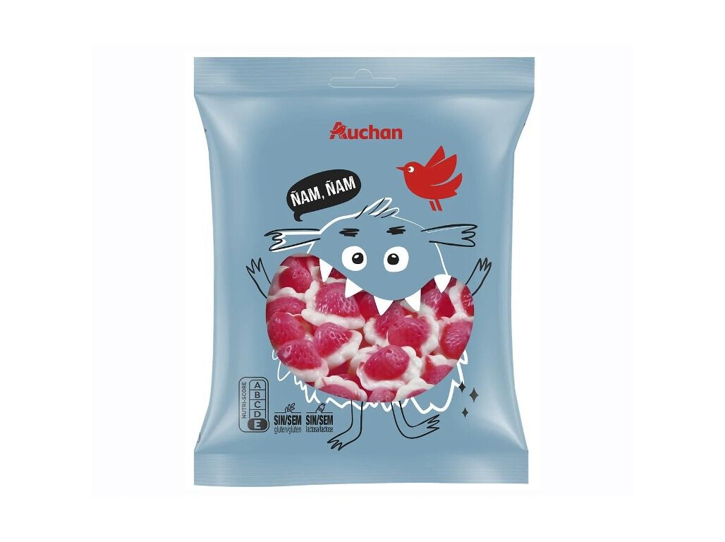 GOMAS AUCHAN MORANGOS RECHEADOS 200G image number 0