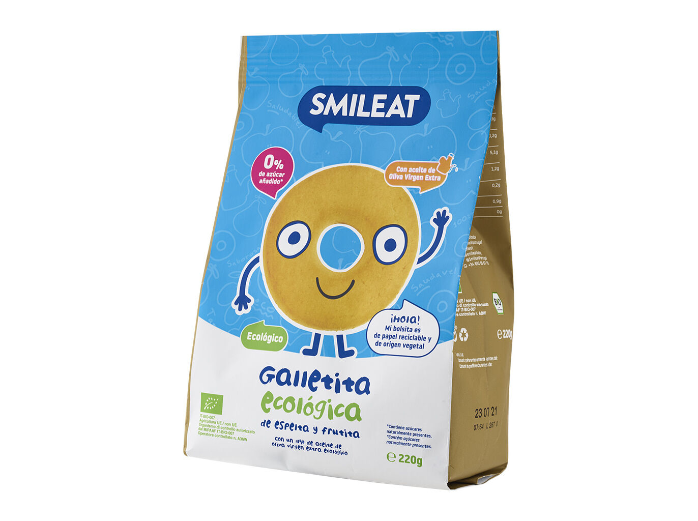 BOLACHAS SMILEAT BIO ESPELTA E FRUTA 220G image number 1