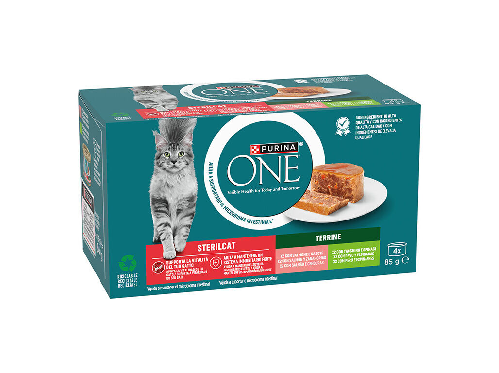 COMIDA H&Uacute;MIDA PARA GATO PURINA ONE ESTERILIZADO SALM&Atilde;O / PERU 4X85G image number 2