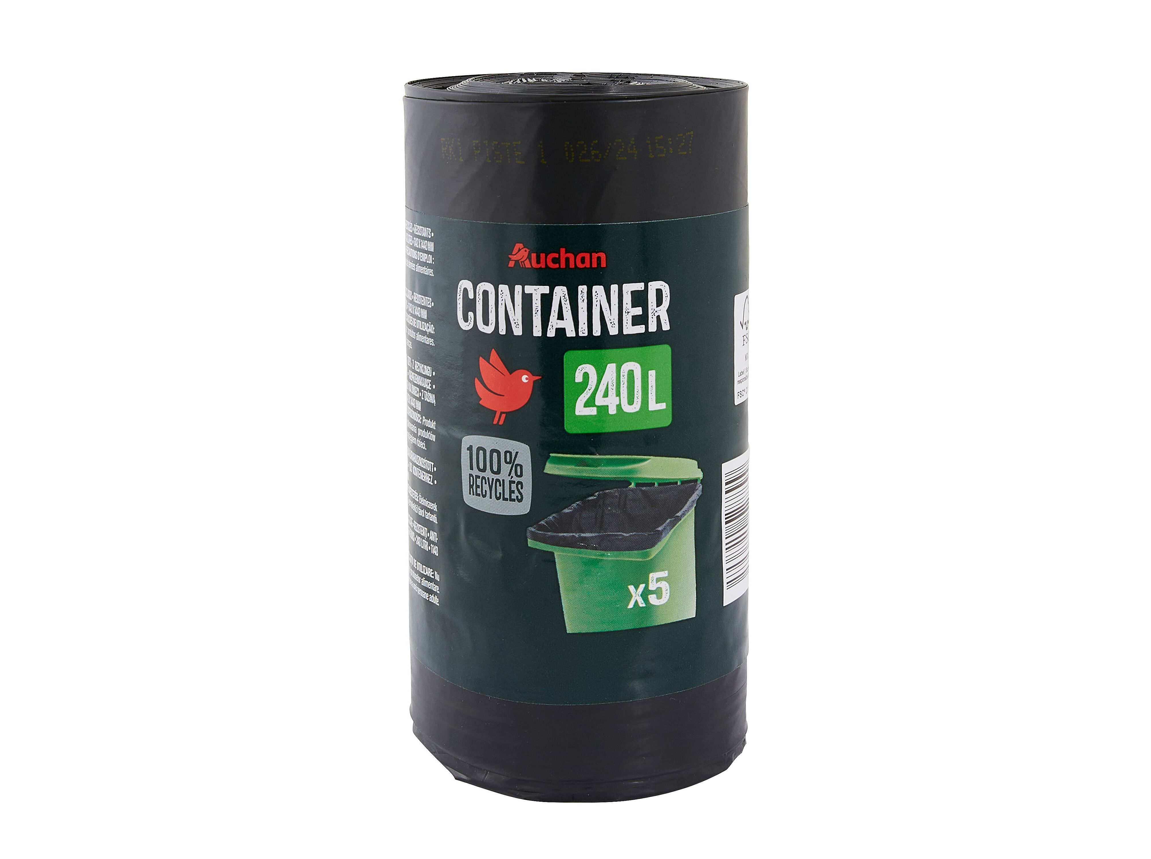 SACOS DE LIXO AUCHAN P/CONTENTORES 240L 5UN image number 0