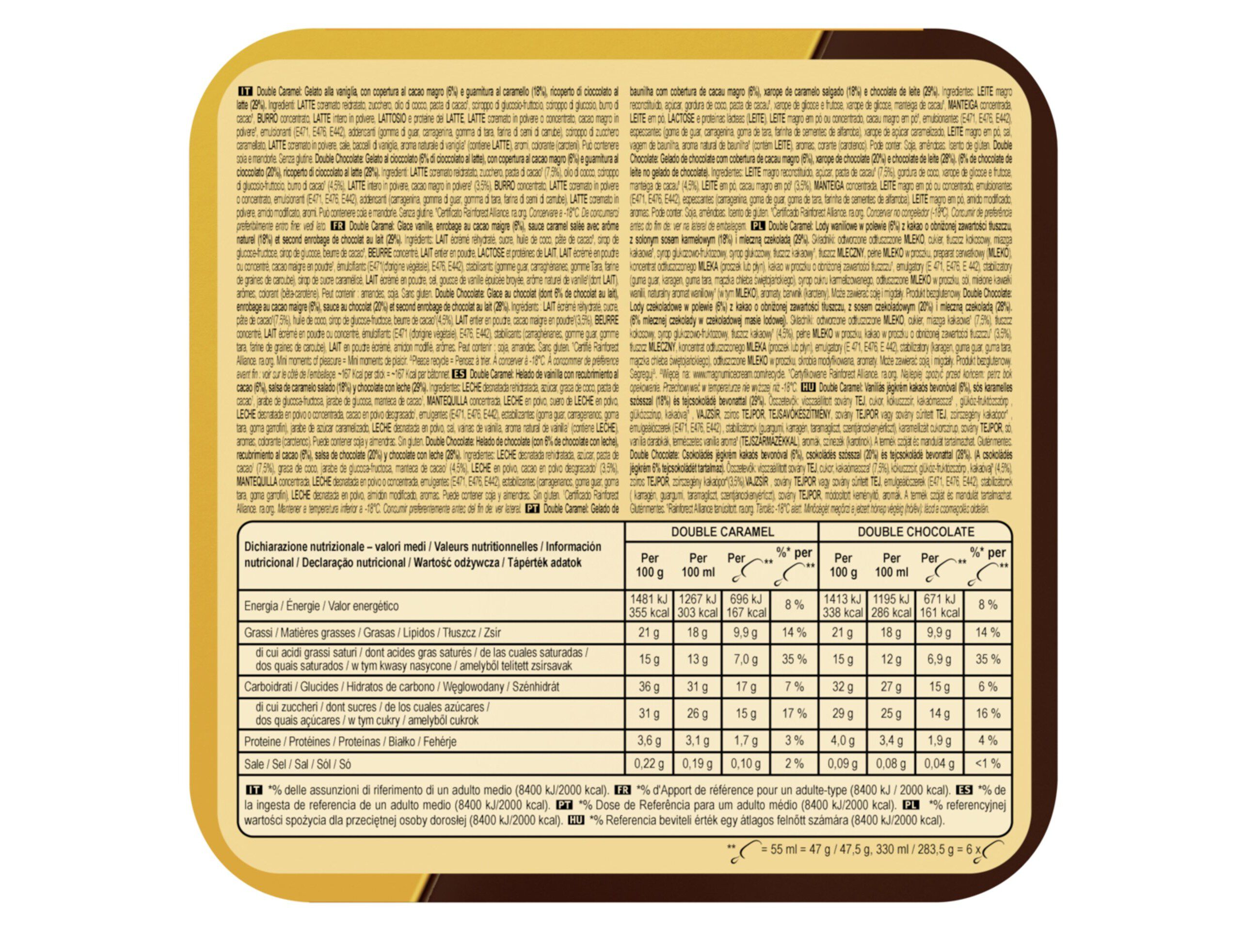 GELADO MAGNUM DOUBLE CARAMEL CHOC 6X55ML image number 2