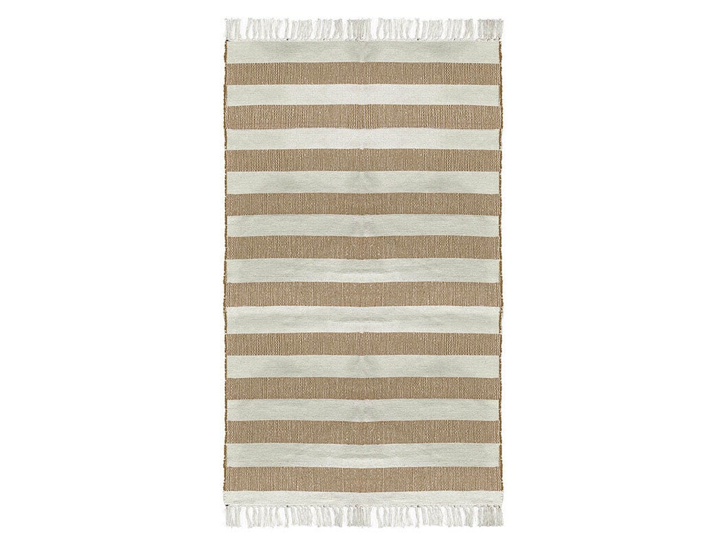 TAPETE ALGOD&Atilde;O RISCAS ACTUEL MARFIM/BEGE 120X160CM