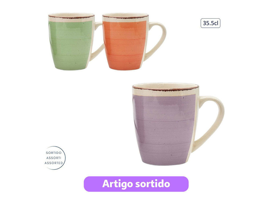 CANECA ANILAR CER&Acirc;MICA 35.5CL CORES SORTIDAS