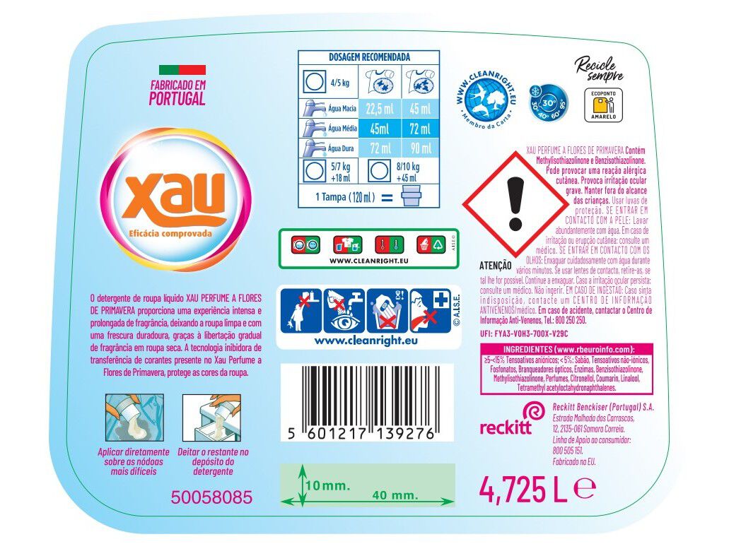 DETERGENTE ROUPA M&Aacute;QUINA L&Iacute;QUIDO XAU PERFUME FLORES PRIMAVERA 105DOSES image number 1