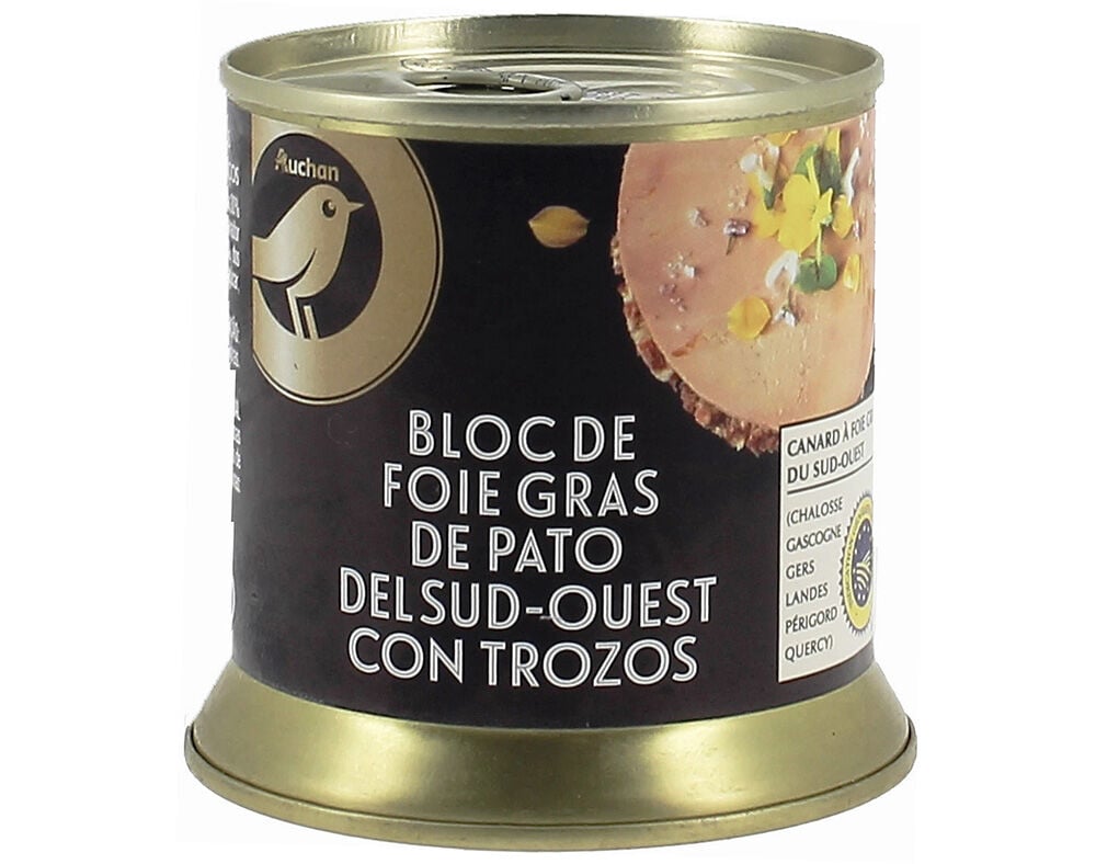 BLOCO FOIE GRAS PATO AUCHAN C/PEDA&Ccedil;OS LATA 200G image number 0
