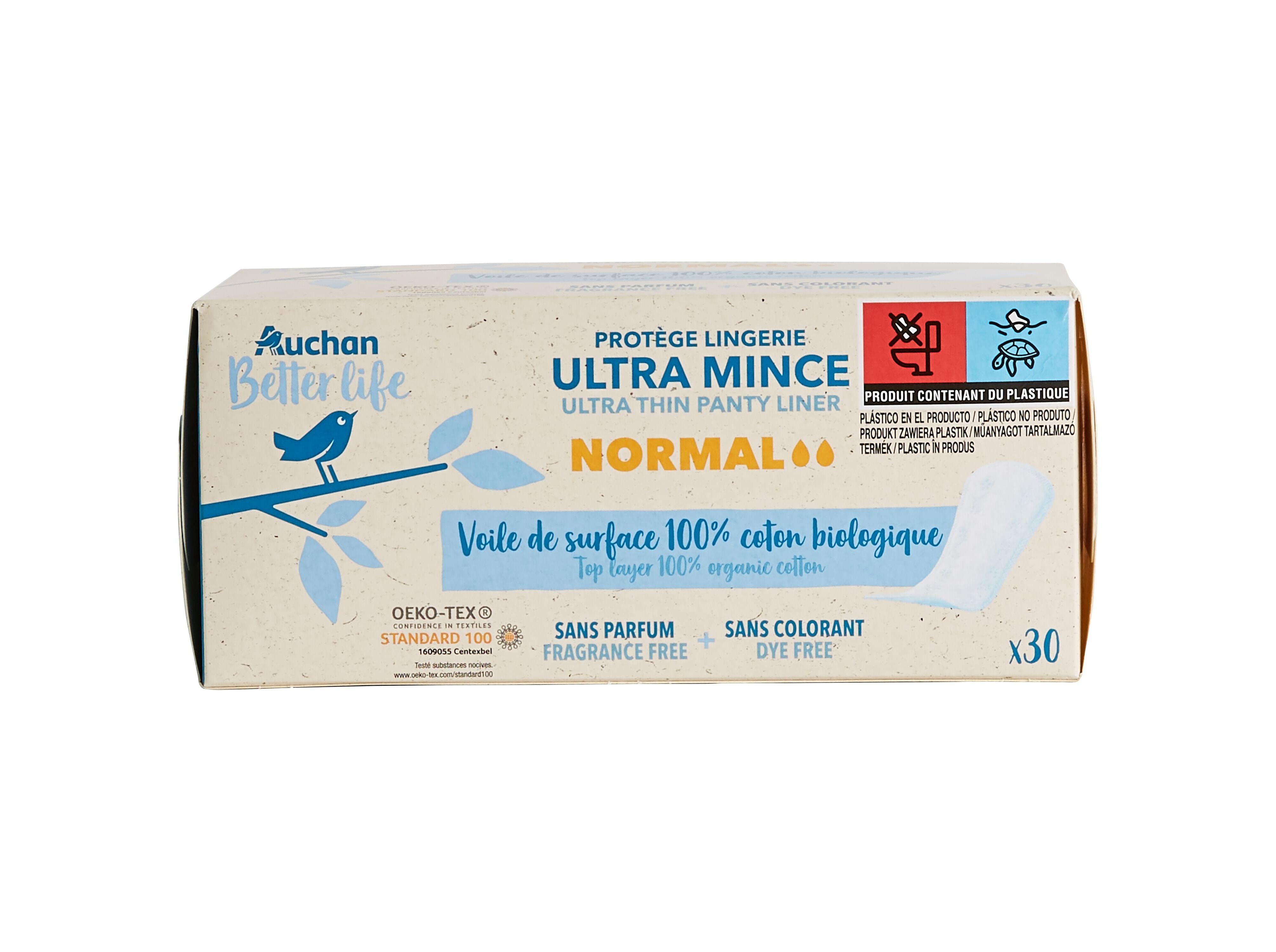 PENSOS DI&Aacute;RIOS AUCHAN BETTER LIFE NORMAL 100% ALGOD&Atilde;O BIOL&Oacute;GICO 30 UN image number 1