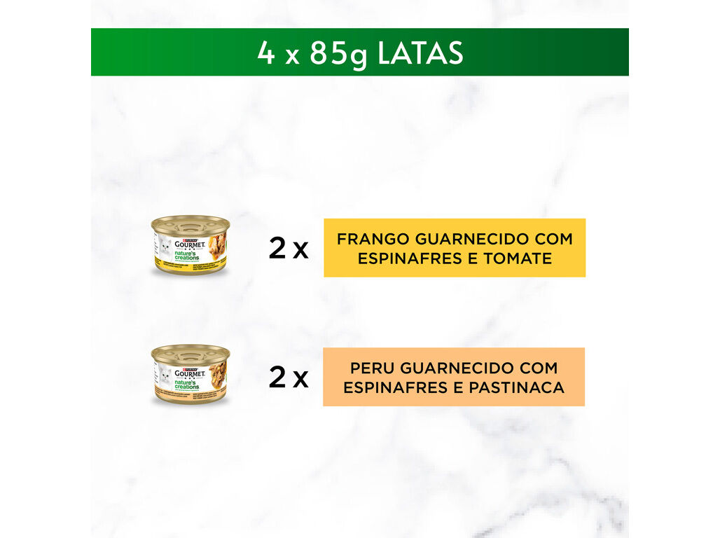 COMIDA H&Uacute;MIDA PARA GATO GOURMET NATURES CREATIONS COM FRANGO E PERU 4X85G image number 2