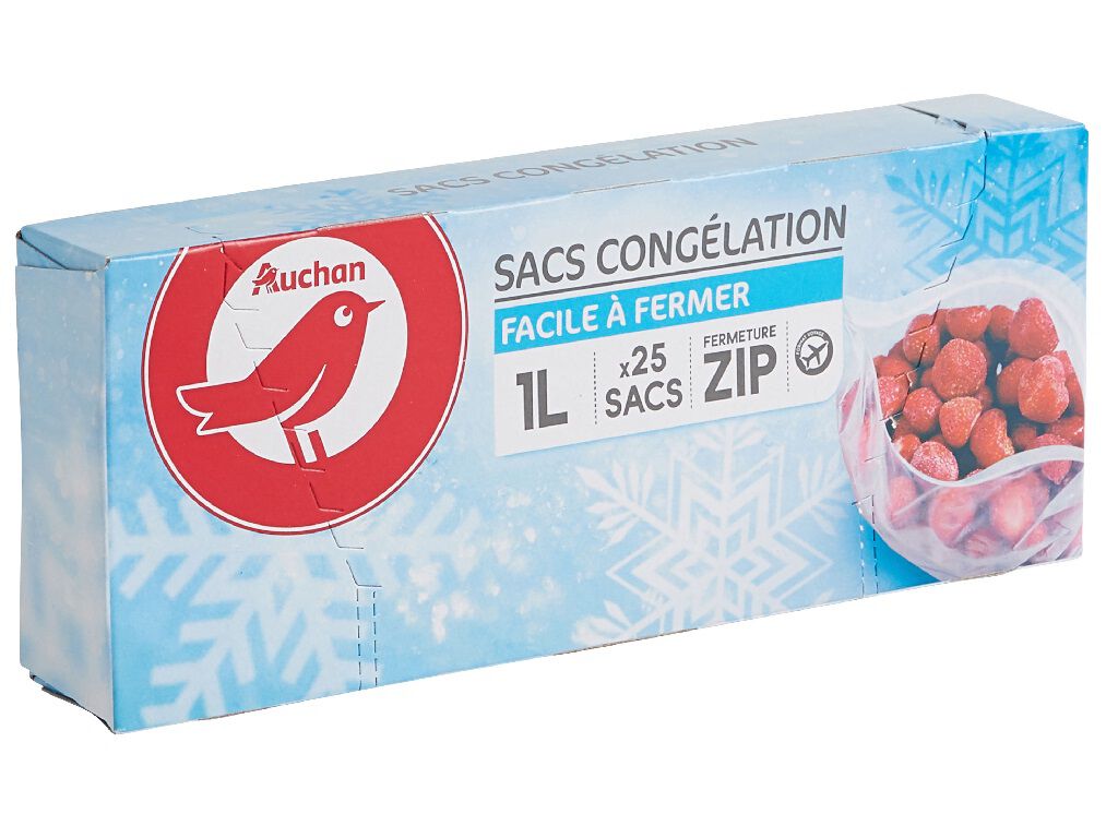 SACOS AUCHAN DE CONGELA&Ccedil;&Atilde;O COM ZIP PEQUENO 1L 25UN