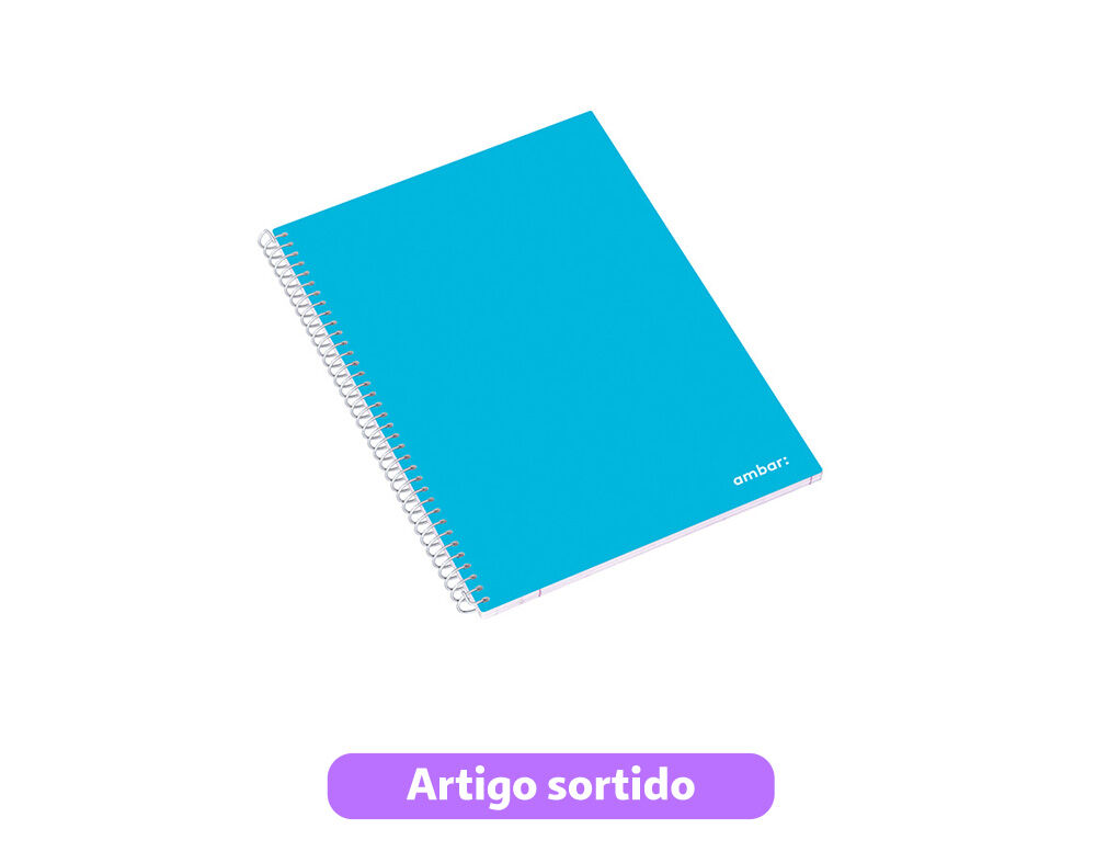 CADERNO ESPIRAL A5 SCHOOL AMBAR PAUTADO 80 FOLHAS CORES SORTIDAS image number 1