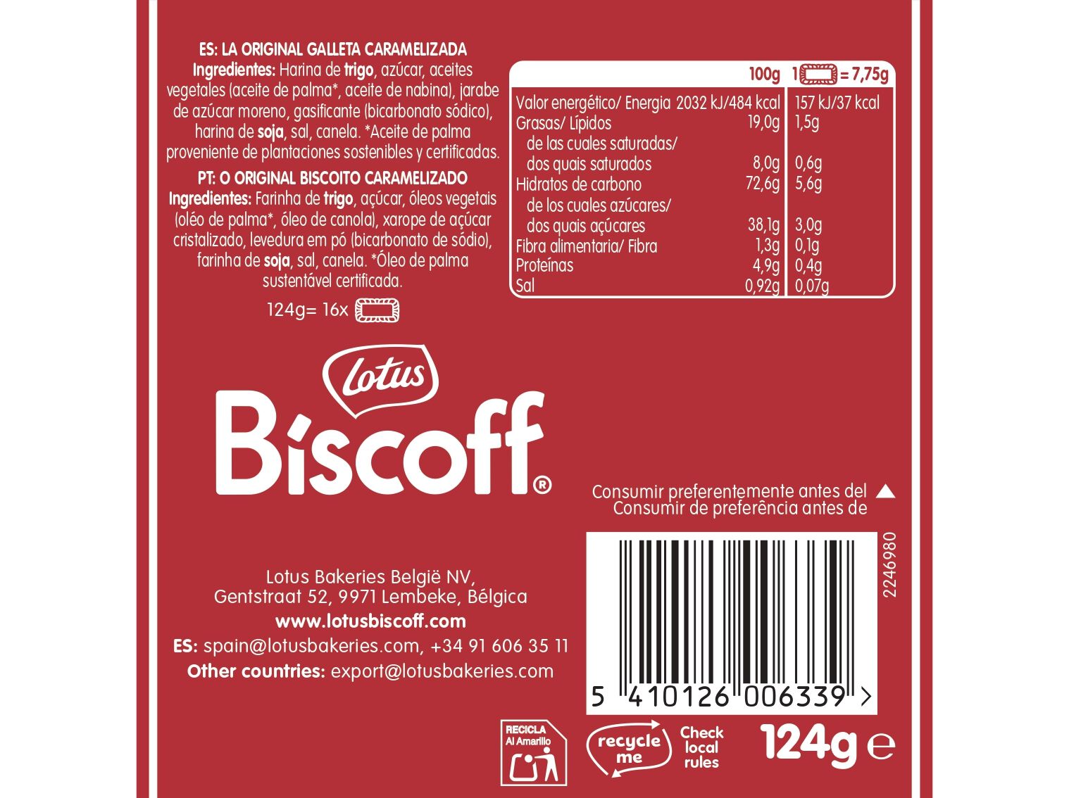 BOLACHA SNACK LOTUS BISCOFF CARAMELIZADAS 124 G image number 1