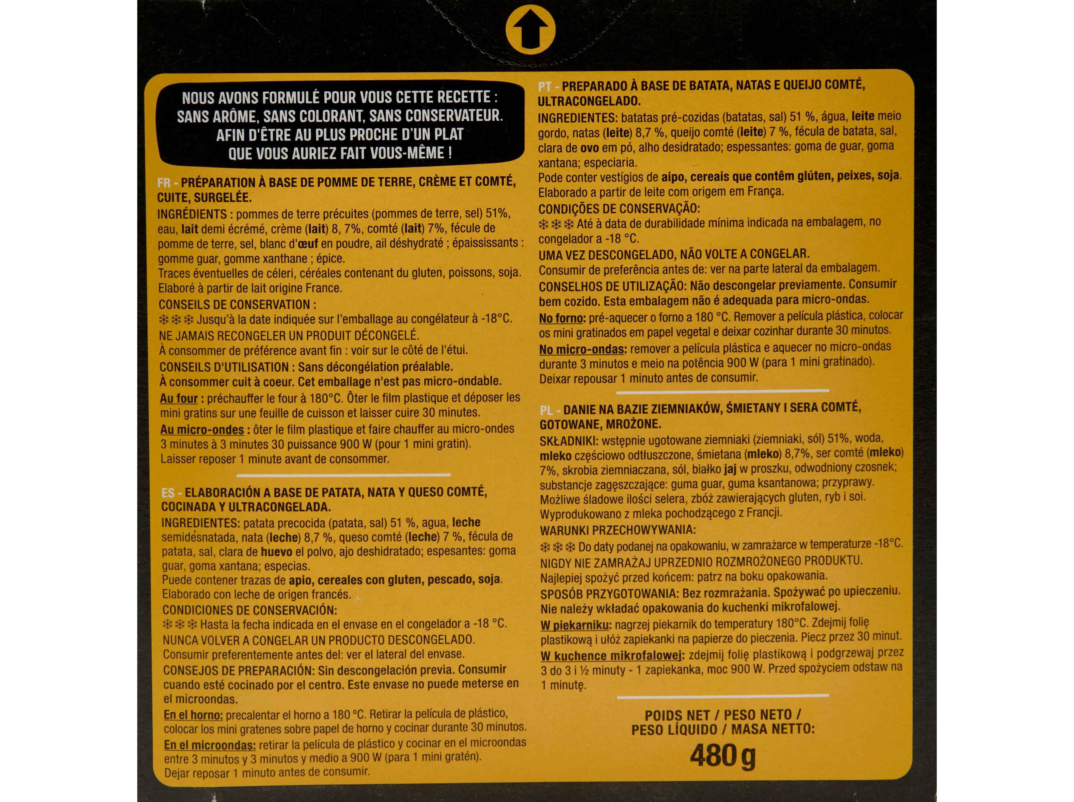 MINI GRATINADOS AUCHAN BATATA NATAS E QUEIJO 4UN 480G image number 2