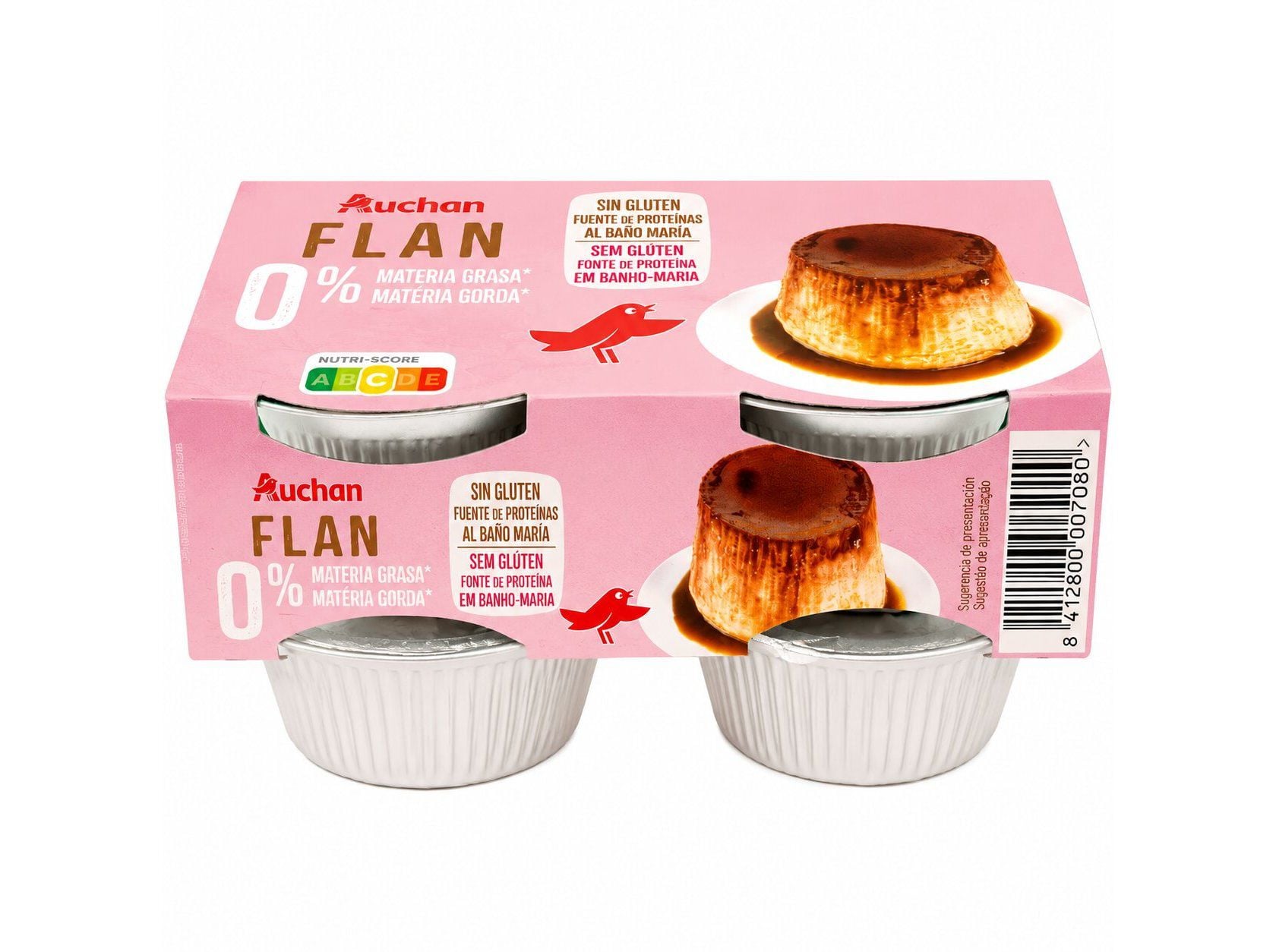 FLAN DE OVO AUCHAN 0% MAT&Eacute;RIA GORDA SEM GL&Uacute;TEN 4X100G image number 0