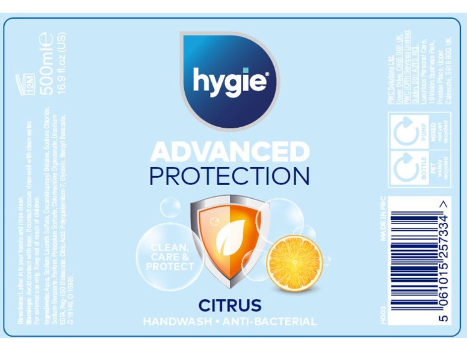 SABONETE L&Iacute;QUIDO HYGIE CITRUS 500 ML image number 1