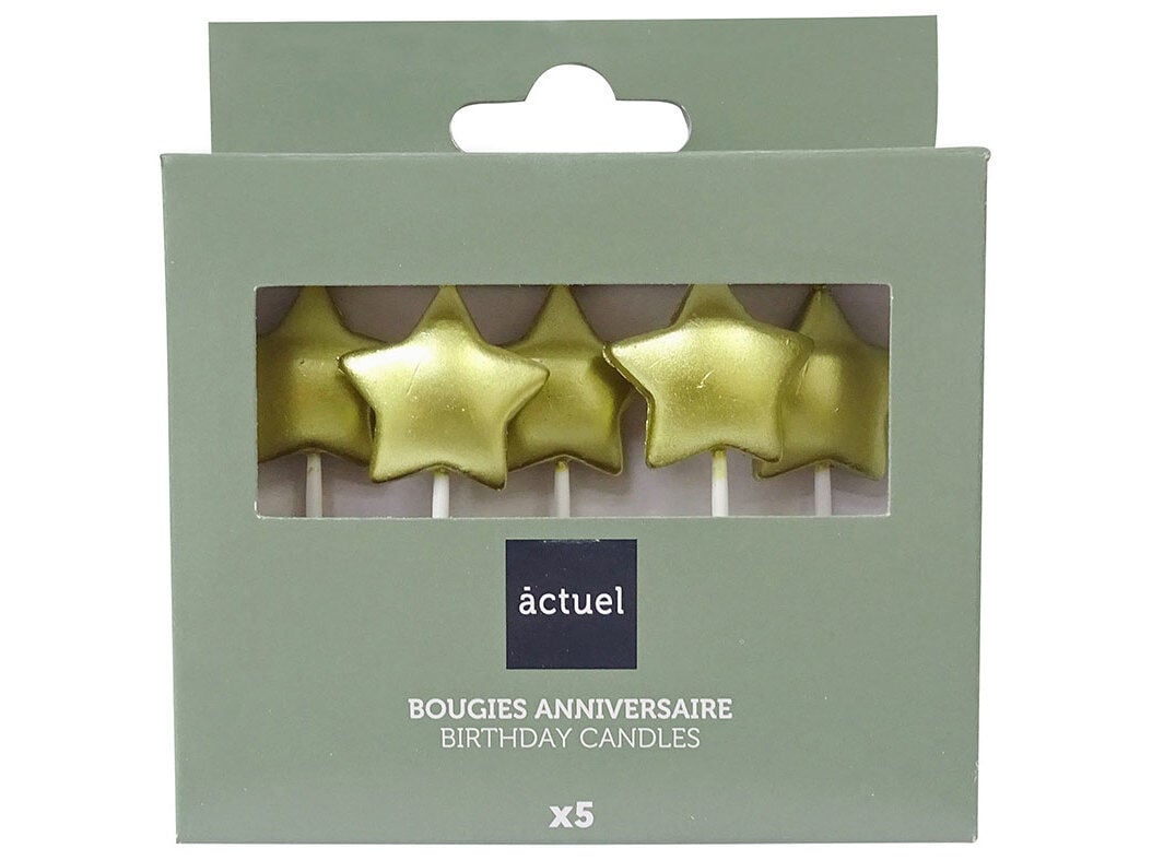 VELA DE ANIVERS&Aacute;RIO ACTUEL ESTRELA DOURADA 5 UNIDADES