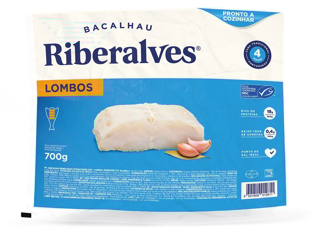 BACALHAU RIBERALVES LOMBOS 4 MESES CURA MSC 700G