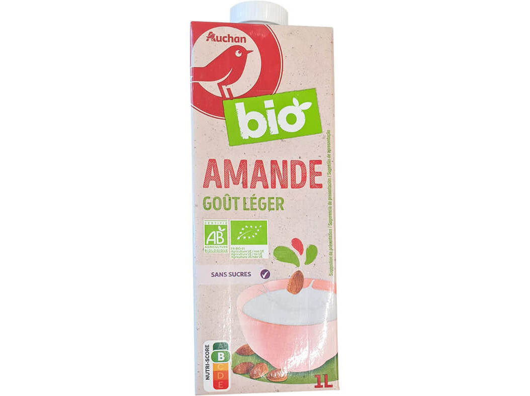 BEBIDA AUCHAN AM&Ecirc;NDOA BIO SEM A&Ccedil;&Uacute;CAR ADICIONADO 1L