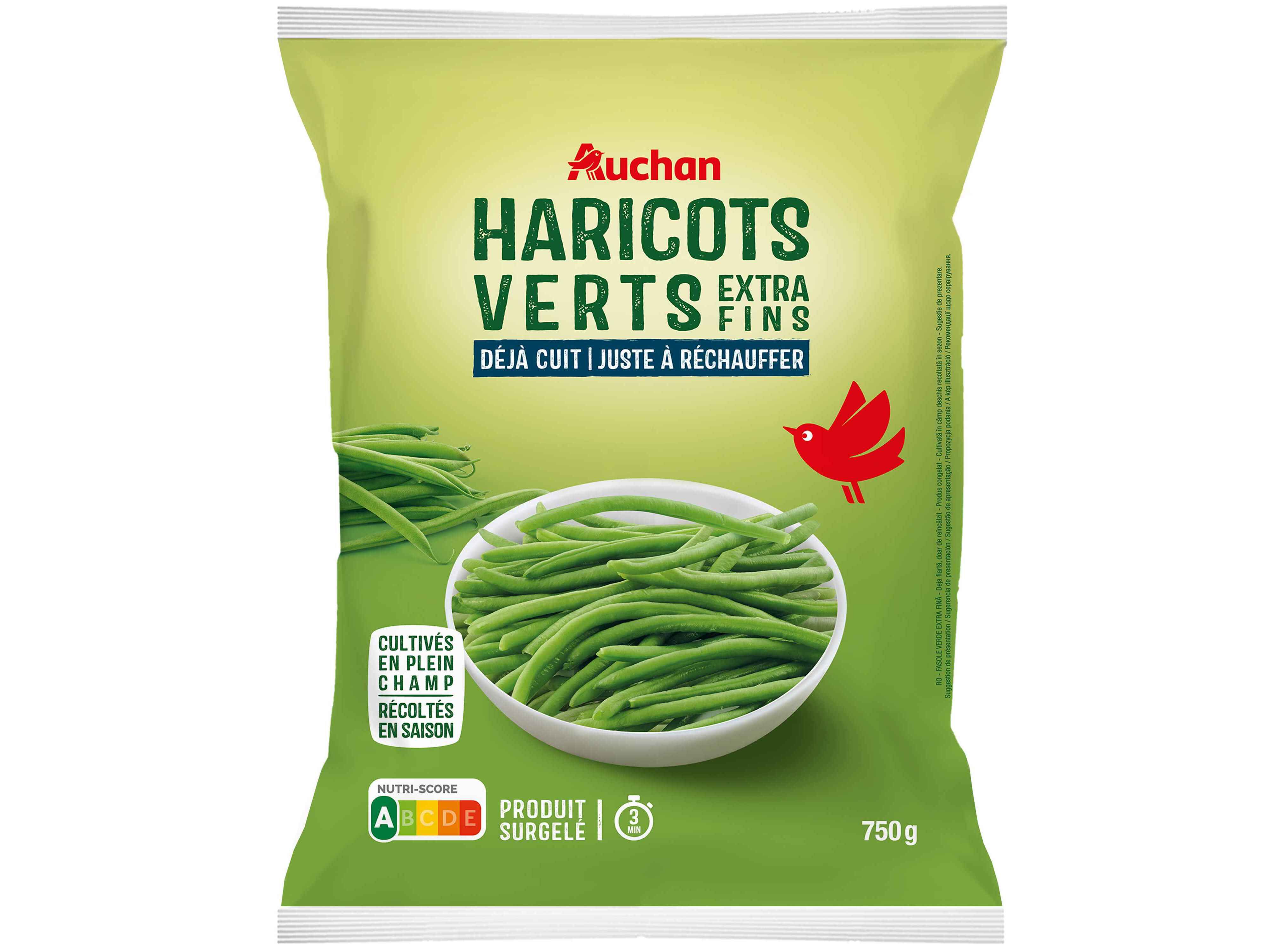 FEIJ&Atilde;O-VERDE AUCHAN EXTRAFINO COZIDO ULTRACONGELADO 750G image number 0