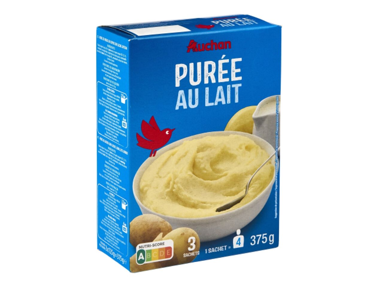 PUR&Eacute; DE BATATA AUCHAN EM FLOCOS C/LEITE 375G(3X125G image number 3