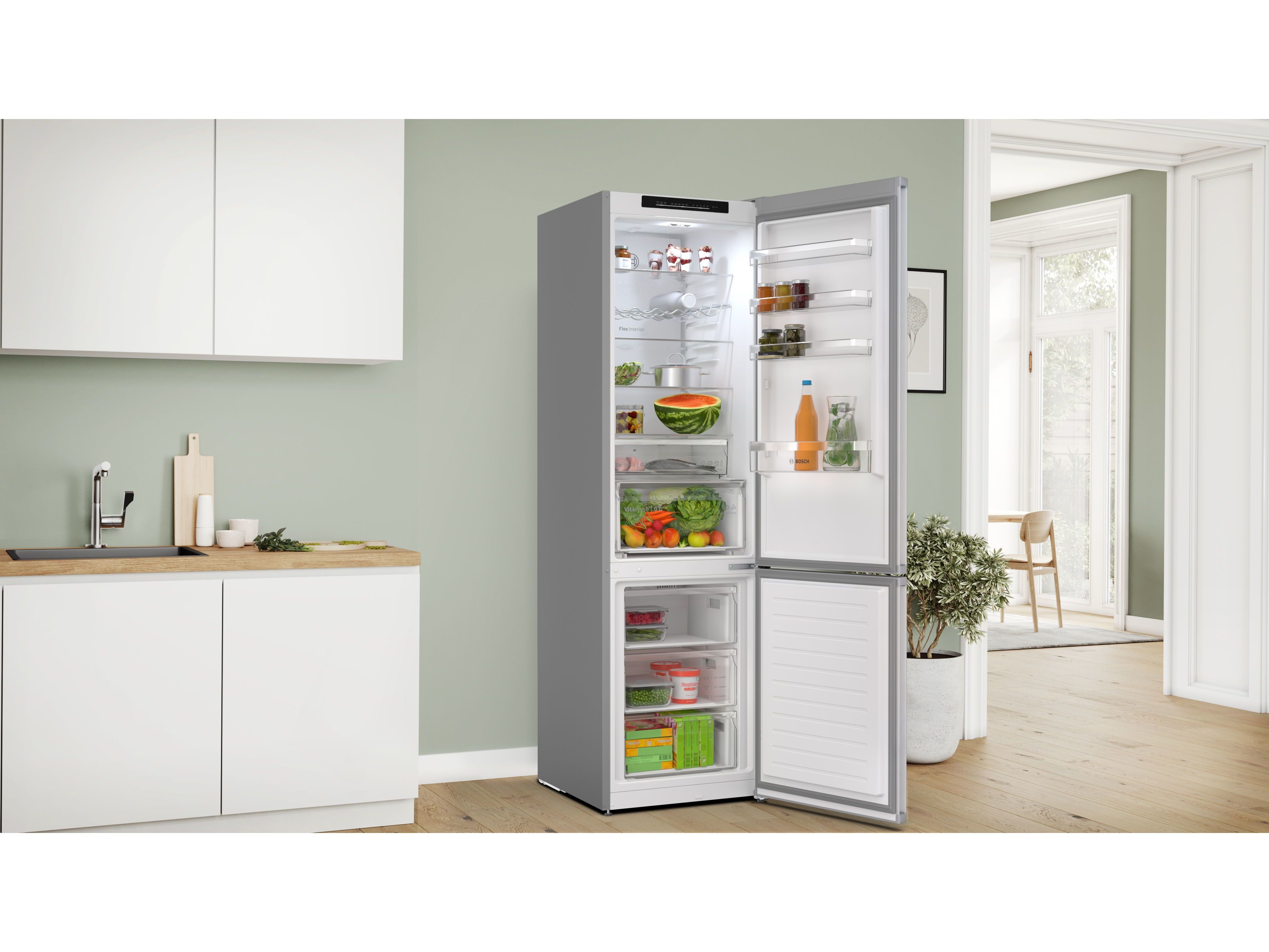 FRIGOR&Iacute;FICO COMBINADO BOSCH KGN392LAG NO FROST A 363L INOX image number 3